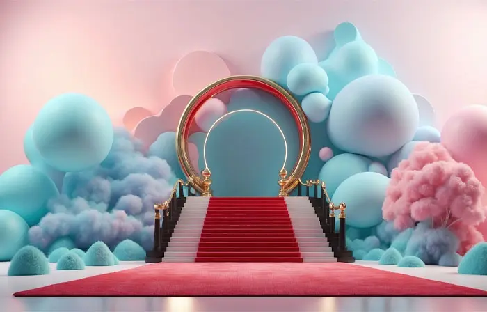 Red Carpet Event Backdrop Style 3D Illustration image